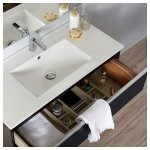 Meuble de salle de bain  poser noir 100 cm + miroir + clairage - srie dynamic 3 tiroirs 100
