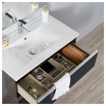 Meuble de salle de bain  poser noir 80 cm + miroir + clairage - srie dynamic 3 tiroirs 80