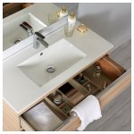 Meuble de salle de bain À poser oak bordolino 100 cm + miroir + Éclairage - série dynamic 3 tiroirs 100 ... Meuble de salle de bain À poser oak bordolino 100 cm + miroir + Éclairage - série dynamic 3 tiroirs 100 ...