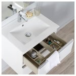Meuble de salle de bain  suspendre blanc 60 cm + miroir + clairage - srie dynamic 2 tiroirs