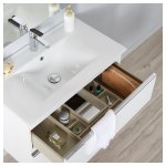 Meuble de salle de bain  suspendre blanc 80 cm + miroir + clairage - srie dynamic 2 tiroirs