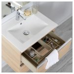 Meuble de salle de bain  suspendre chne oak bordolino 60 cm + miroir + clairage - srie dynamic 2 ...