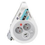 Mini enrouleur design 2 prises + 2 usb 7 mtres gris - zenitech