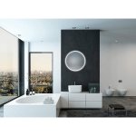 Miroir led rond 32w 80cm avec capteur infrarouge cadre alu pour salle de bain - silamp
