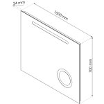 Miroir r�tro - �clairant froya - argent - 100x70cm - verre - multi - fonctions