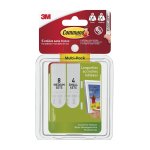 Multi - pack languettes de fixation tableaux command - 8s + 16m, blanc