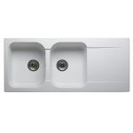 Nord inox evier cuisine a encastrer 2 bacs + 1 egouttoir + bonde et siphon 2c1egt - resine - blanc Nord inox evier cuisine a encastrer 2 bacs + 1 egouttoir + bonde et siphon 2c1egt - resine - blanc