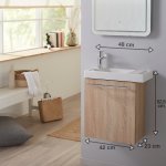 Pack lave mains chne oak bordolino avec lave mains porte serviette et robinetterie eau froide