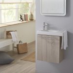 Pack lave mains couleur chne blanchi caledonia avec lave mains et porte serviette intgr + mitigeur ...