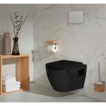 Pack wc suspendu avec cuvette noire et plaque de commande sensitive blanche