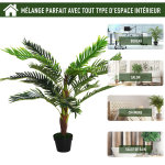 Palmier artificiel hauteur 123 cm arbre artificiel décoration plastique fil de fer pot inclus vert Palmier artificiel hauteur 123 cm arbre artificiel décoration plastique fil de fer pot inclus vert
