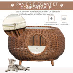 Panier chat cosy grand confort table basse 2 en 1 coussin amovible dhoussable rsine tresse marron