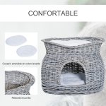 Panier chat lit chat cosy grand confort 56l x 37l x 40h cm 2 coussins amovibles osier gris