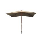 Parasol droit en bois - 300 x 200 cm - 6 baleines - toile couleur taupe Parasol droit en bois - 300 x 200 cm - 6 baleines - toile couleur taupe