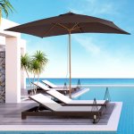 Parasol droit rectangulaire bois polyester haute densité 2, 95 x 2 x 2, 55 m chocolat Parasol droit rectangulaire bois polyester haute densité 2, 95 x 2 x 2, 55 m chocolat