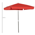 Parasol inclinable rectangulaire métal polyester haute densité 2l x 2l x 2, 6h m rouge Parasol inclinable rectangulaire métal polyester haute densité 2l x 2l x 2, 6h m rouge