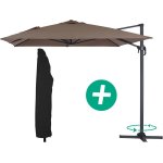 Parasol jardin déporté alu sun 4 - rectangle - 3 x 4 m - taupe + housse de protection Parasol jardin déporté alu sun 4 - rectangle - 3 x 4 m - taupe + housse de protection