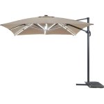 Parasol jardin dport led alu  sun 3 luxe  - carr - 3 x 3 m - taupe