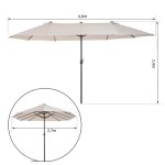 Parasol de jardin xxl parasol grande taille 4, 6l x 2, 7l x 2, 4h m ouverture fermeture manivelle acier ...