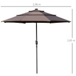 Parasol lumineux octogonal inclinable dim. 2, 96l x 2, 96l x 2, 45h m parasol led solaire mtal polyester ...