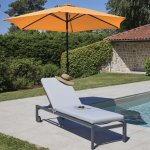 Parasol mt aluminium droit  manivelle 3m jaune moutarde