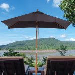 Parasol rectangulaire inclinable bois polyester haute densité 2l x 1, 5l x 2, 3h m gris foncé Parasol rectangulaire inclinable bois polyester haute densité 2l x 1, 5l x 2, 3h m gris foncé