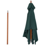 Parasol rectangulaire inclinable bois polyester haute densit 2l x 1, 5l x 2, 3h m vert fonc