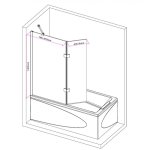 Pare - baignoire 2 volets 120 * 140 cm verre 10 mm