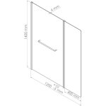 Pare - baignoire sandra 2v - paroi 120x140x0, 4cm - verre tremp - finition chrom
