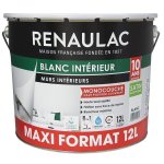 Peinture murale monocouche 12 l satin blanc extreme - lessivable - renaulac