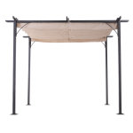 Pergola rtractable 3l x 3l x 2, 30h m structure mtal poxy anticorrosion noire + toile polyester haute ...