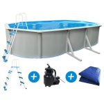 Piscine acier ovale aspect blanc  caracas  - 6. 10 x 3. 60 x 1. 20 m