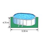 Piscine ovale acier 5, 27m x 3, 27m x h: 1, 22m - filtration  cartouche - renfort apparents