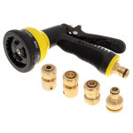 Pistolet d'arrosage avec jeu de 4 raccords en laiton