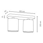 Plafonnier en chne huil, design cylindre lumineux 2 ttes, inger