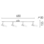 Plafonnier chrome / blanc dora, led inclue 4x 4w, ip20, 230v ac, classe i