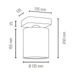 Plafonnier en htre teint noyer, design cylindre lumineux 1 tte, jenta