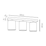 Plafonnier en htre teint noyer, design cylindre lumineux 3 ttes, inger
