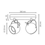 Plafonnier en h�tre teint� noyer, design r�tro 2 boules, ball wood