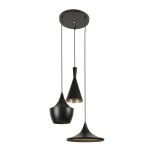 Plafonnier indus 3 lampes noir e27 40w