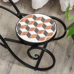 Porte plante fer forgé mosaïque - Étagère de pots de fleurs - dim. 75l x 22l x 37h cm - métal Époxy céramique ... Porte plante fer forgé mosaïque - Étagère de pots de fleurs - dim. 75l x 22l x 37h cm - métal Époxy céramique ...