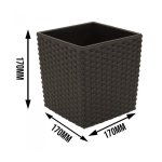 Pot de fleurs anthracite + insert 17 x 17 x 17 cm 2dgarden