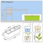 Pot trio cottage 30 - kit complet, granit - 100 cm