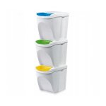 Poubelles conteneurs mixtes tri s�lectif 3x25l compartiments blanc