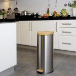 Poubelle de cuisine  pdale forest bois et acier 30l