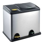 Poubelle inox de tri slectif 2 bacs