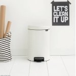 Poubelle  pdale 12l blanc - 113864