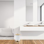 Poubelle de salle de bain  pdale forest blanc bois et acier 5l