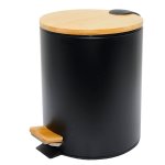 Poubelle de salle de bain À pédale forest noir bois et acier 5l Poubelle de salle de bain À pédale forest noir bois et acier 5l