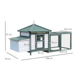 Poulailler cottage multi - quipement perchoir rampe pondoir enclos tiroir  djection 196l x 76l x 97h ...